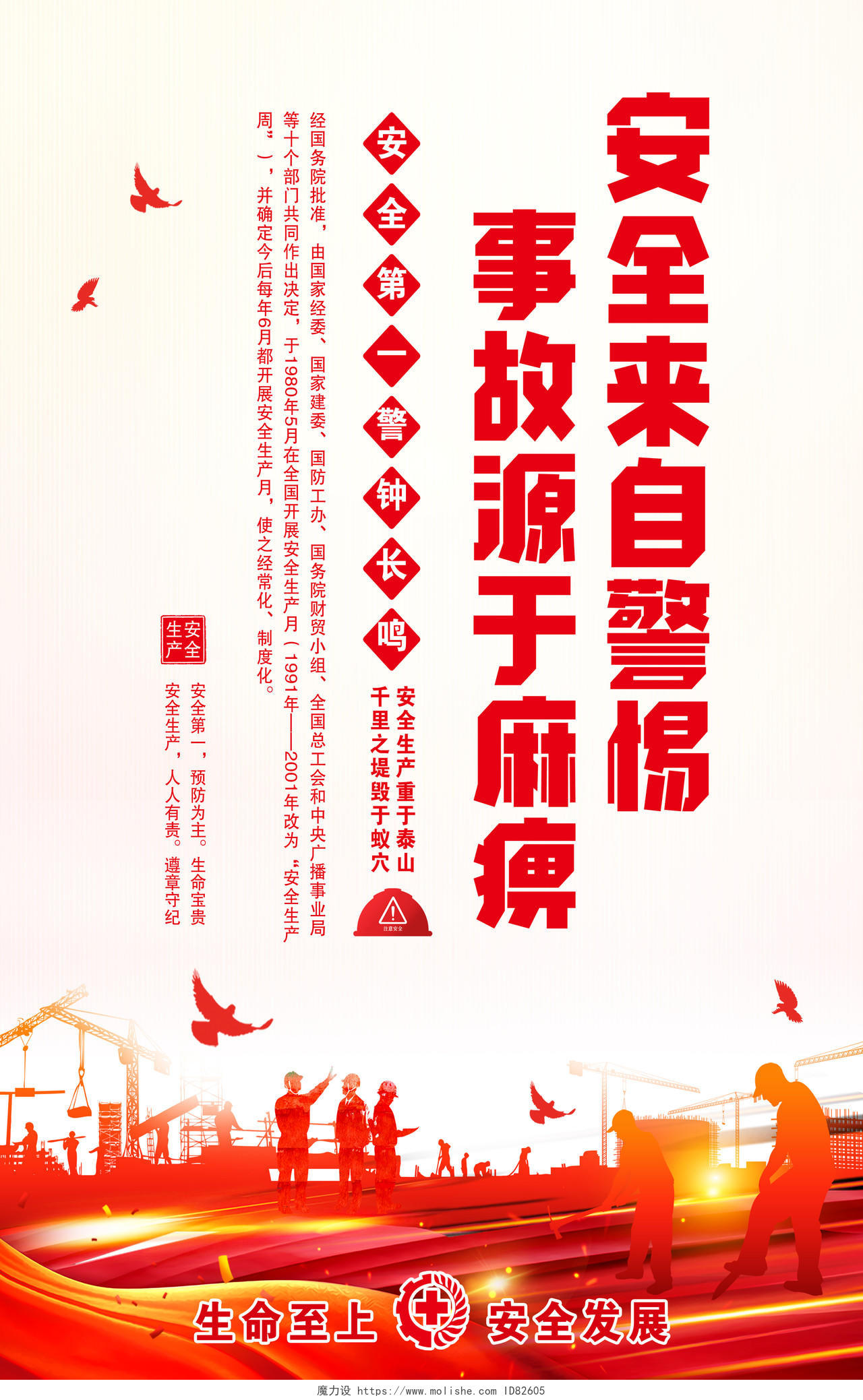 2020年全国安全生产月安全生产标识宣传海报建筑工地海报